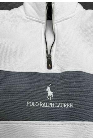 1008 POLO FERMUAR YAKA SWEAT - BEYAZ