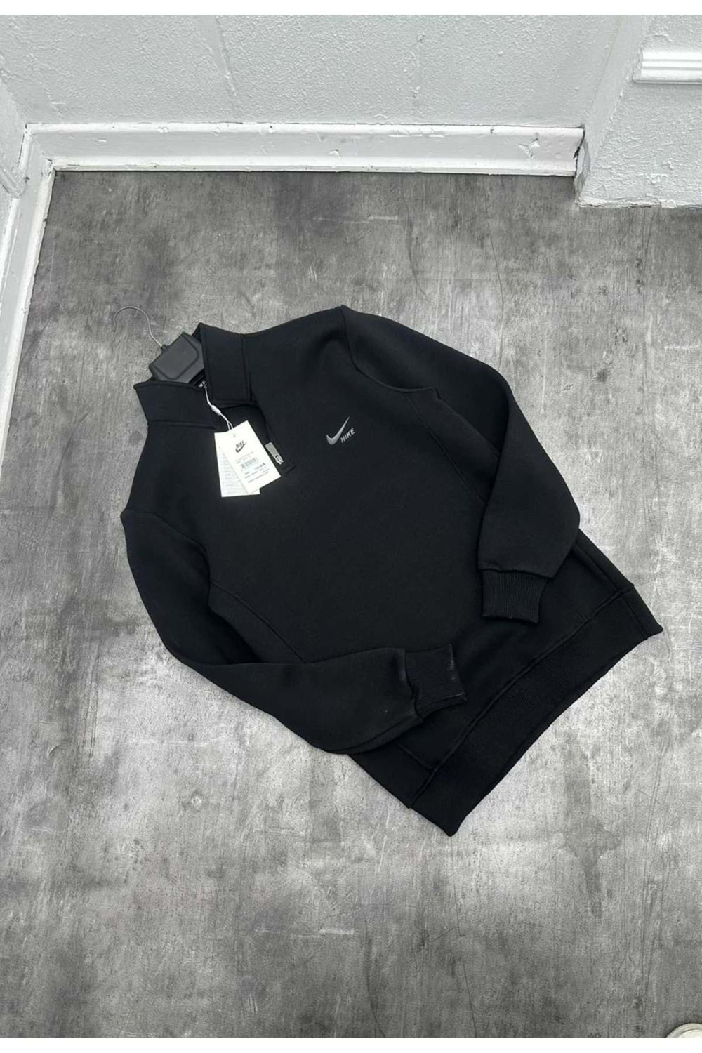 1011 NIKE FERMUAR YAKA SWEAT - SİYAH - S