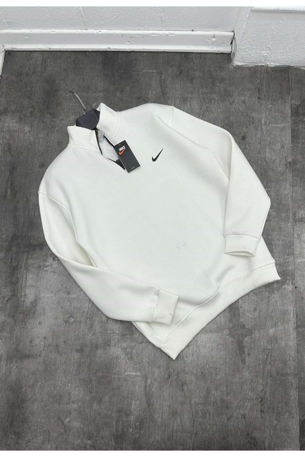 1013 NIKE FERMUAR YAKA SWEAT - BEYAZ - XXL