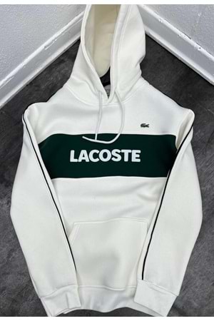1011 LACOSTE KAPÜŞONLU SWEAT - BEYAZ - L