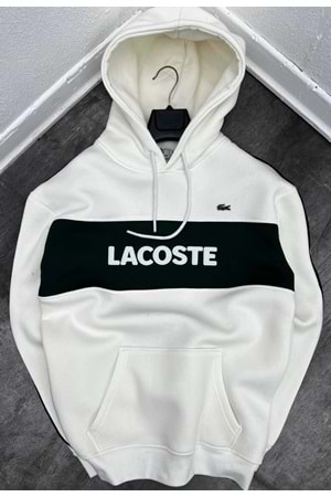1011 LACOSTE KAPÜŞONLU SWEAT - BEYAZ - L