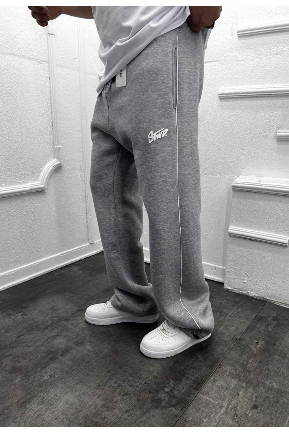 1016 STWD ŞERIT DETAY BAGGY ESOFMAN - GRİ - S