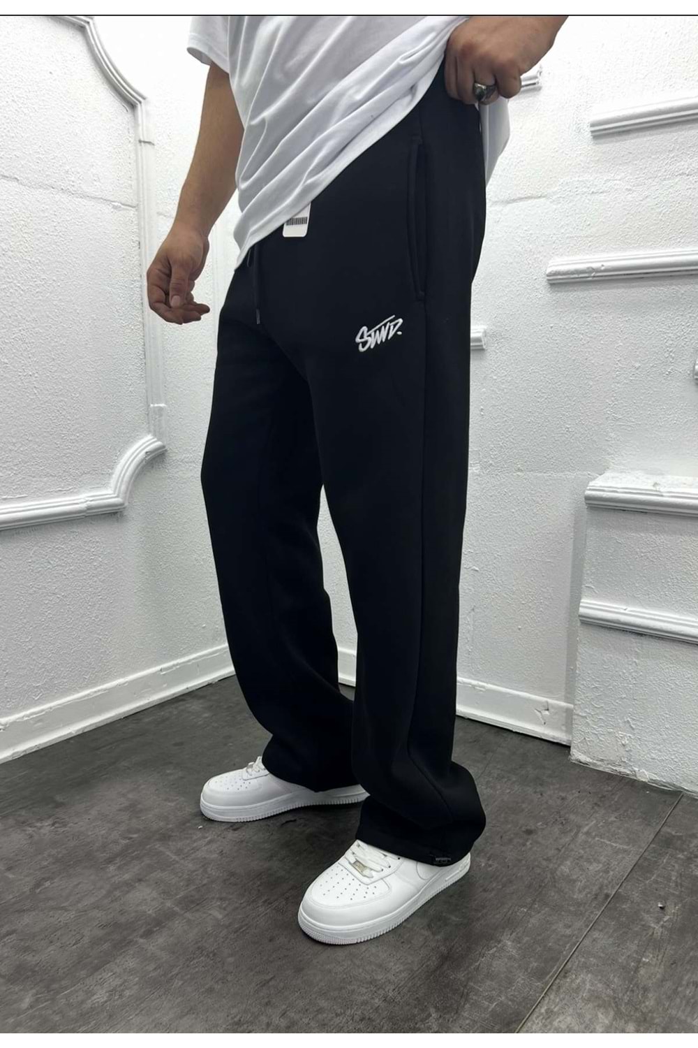 1018 STWD NAKIŞ LOGO BAGGY EŞOFMAN - SİYAH - M