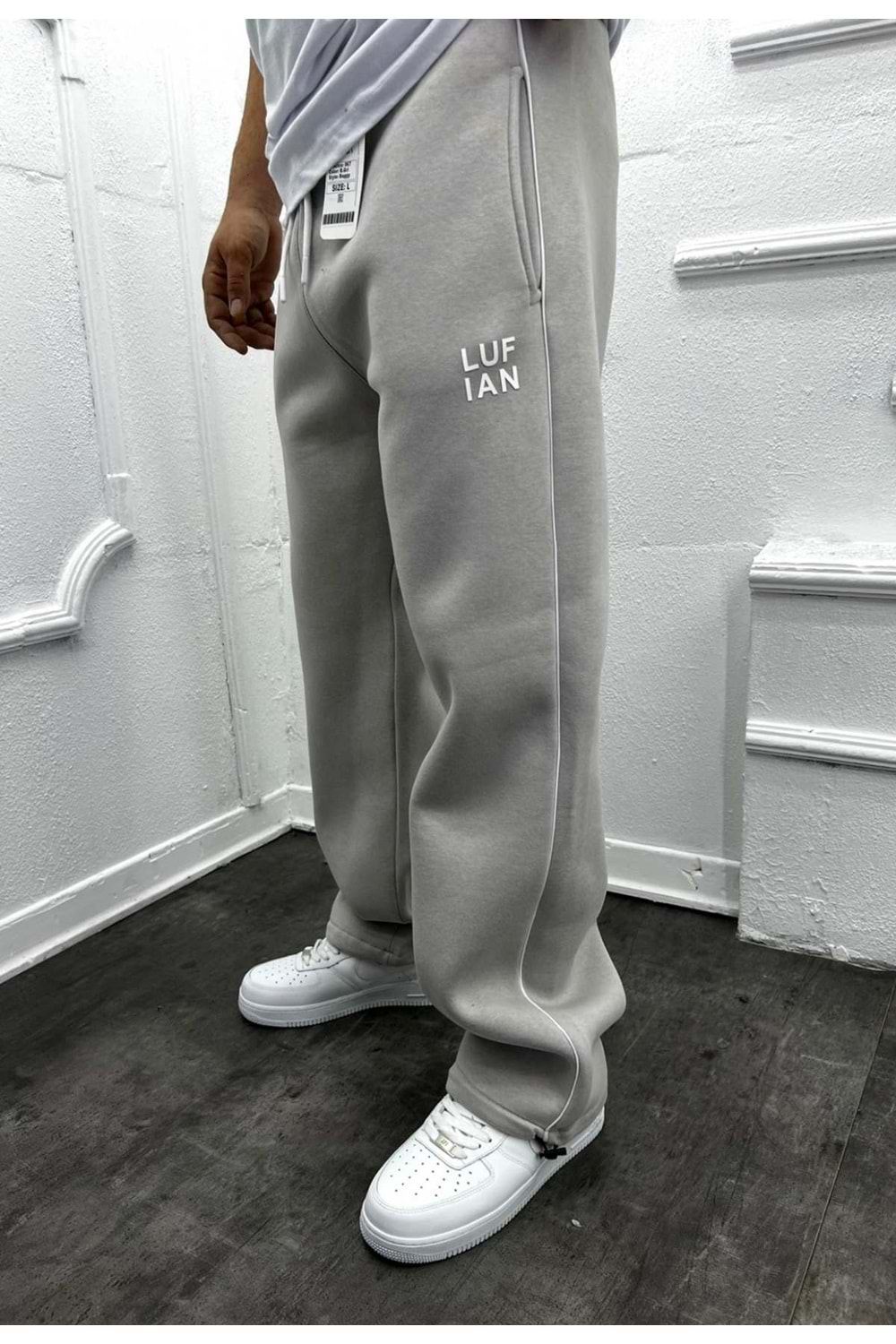 1005 LUFIAN ŞERİT DETAY EŞOFMAN - TAŞ - S