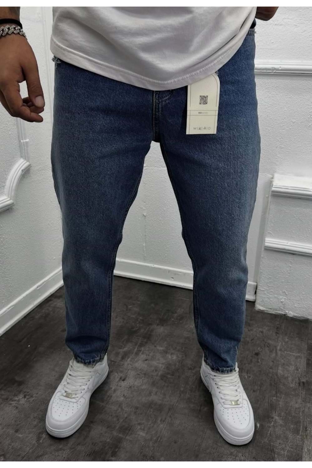 1004 WE11 YIRTIK DETAY BOYFRIEND KOT - MAVİ - 31