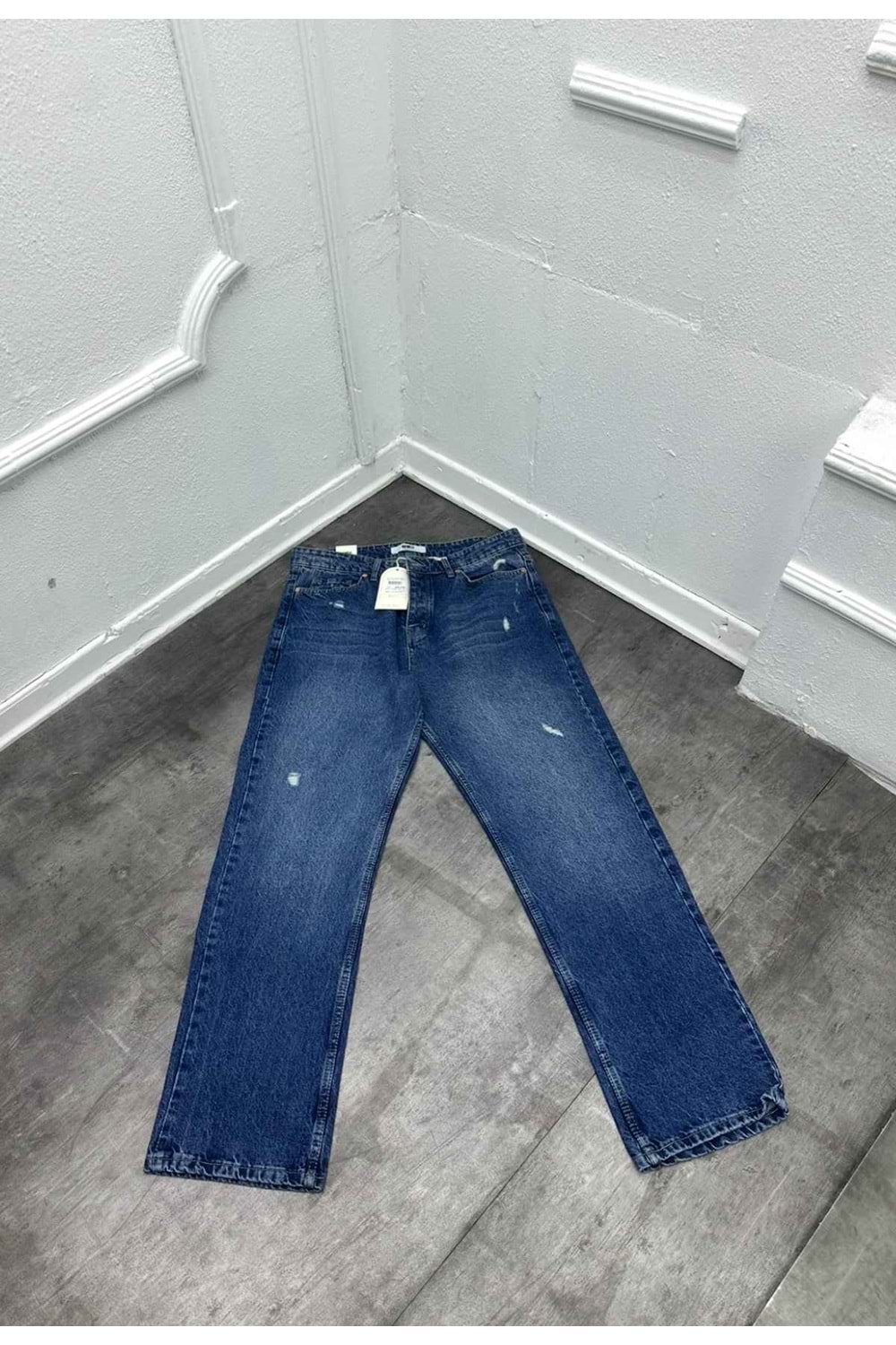 1014 WE11 TASLAMA BIYIK DESEN BAGGY KOT - LACİVERT - 34