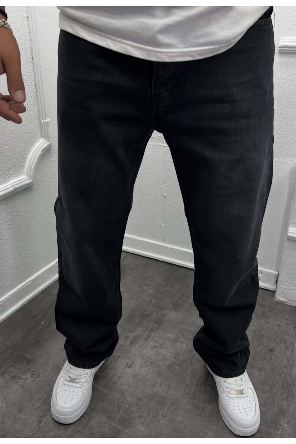 1015 WE11 TASLAMA BIYIK DESEN BAGGY KOT - SİYAH