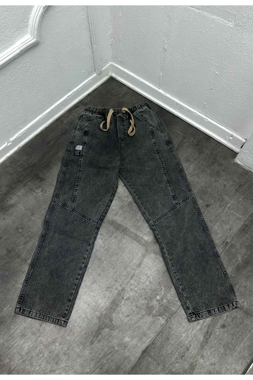 1001 REAKXİON BAL LASTIK BAGGY KOT - KOYU GRI - L