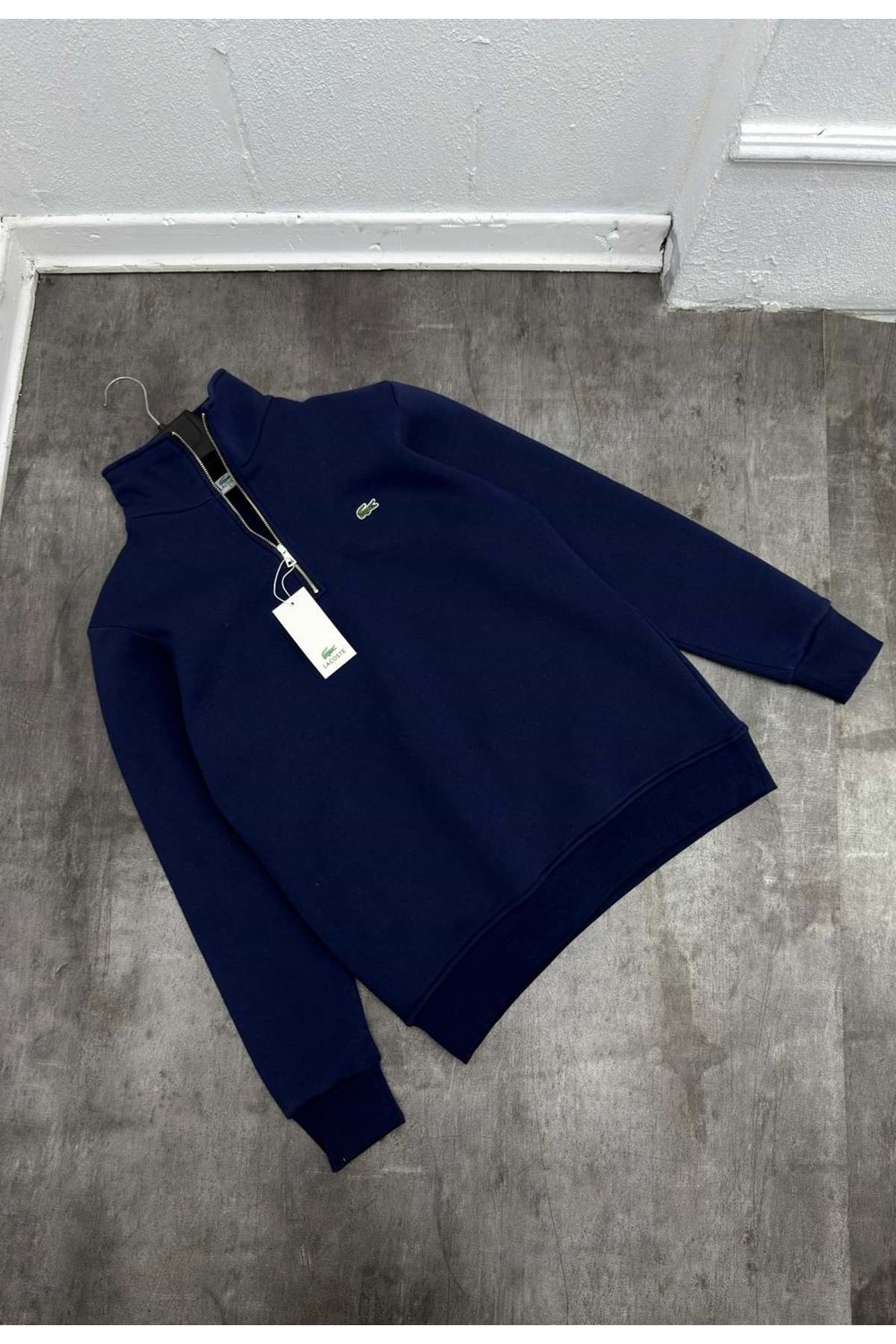 1019 LACOSTE FERMUAR YAKA SWEAT - LACİVERT - S