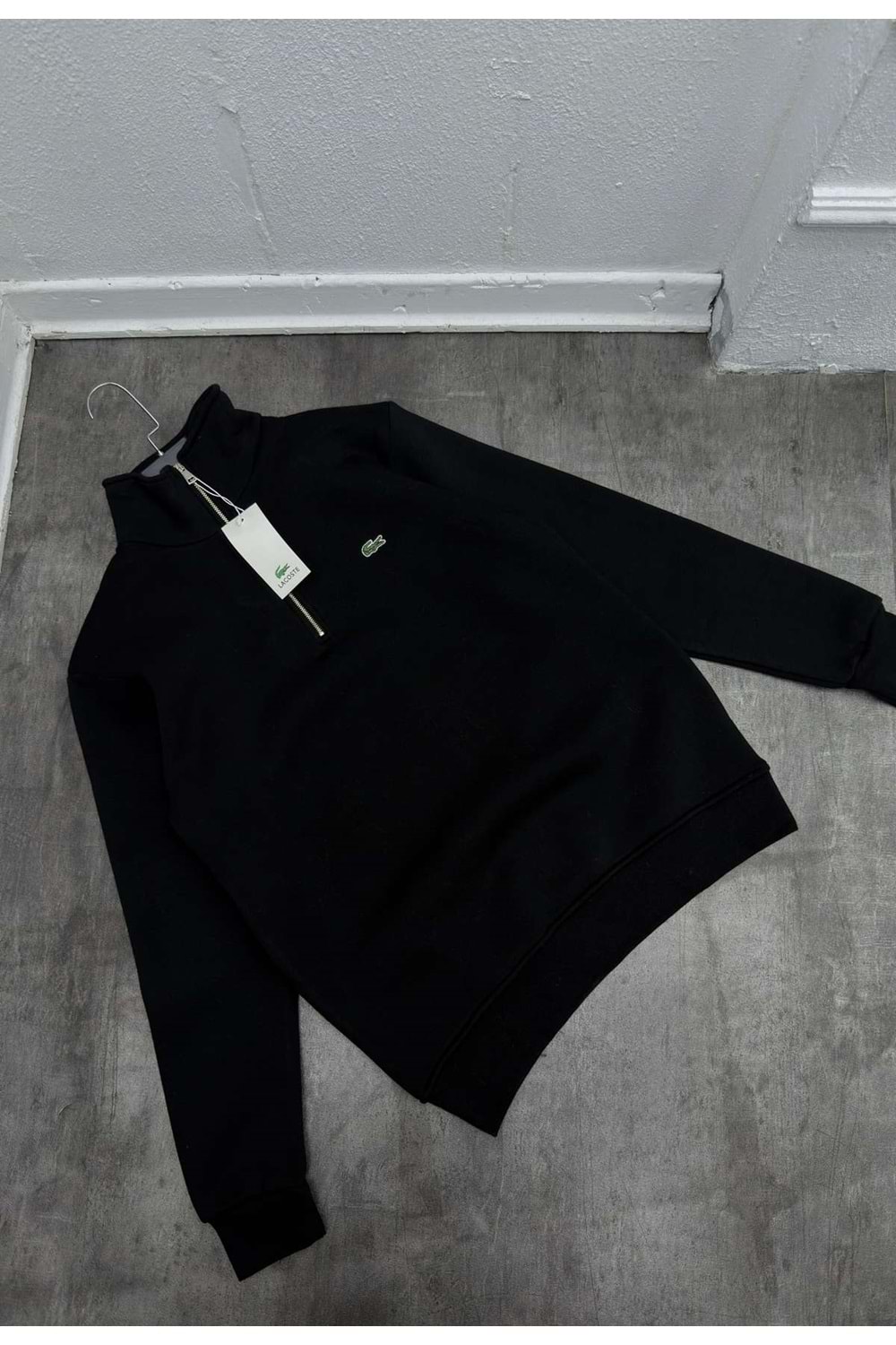 1019 LACOSTE FERMUAR YAKA SWEAT - SİYAH - S