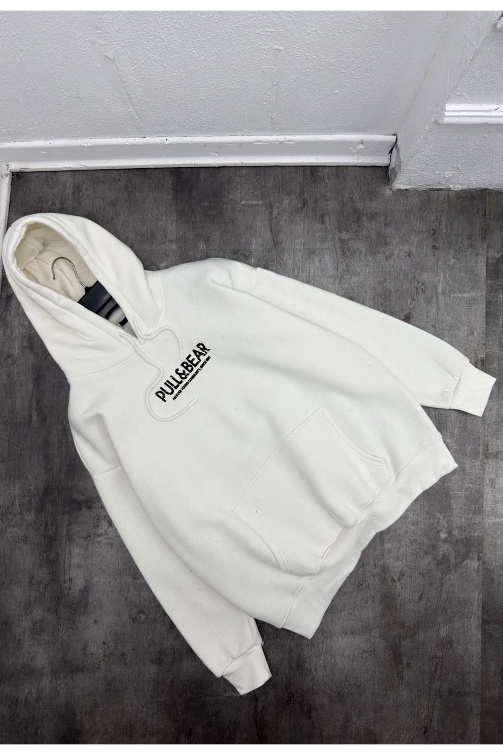 1004 PULL BEAR KAPÜŞONLU SWEAT - BEYAZ - S