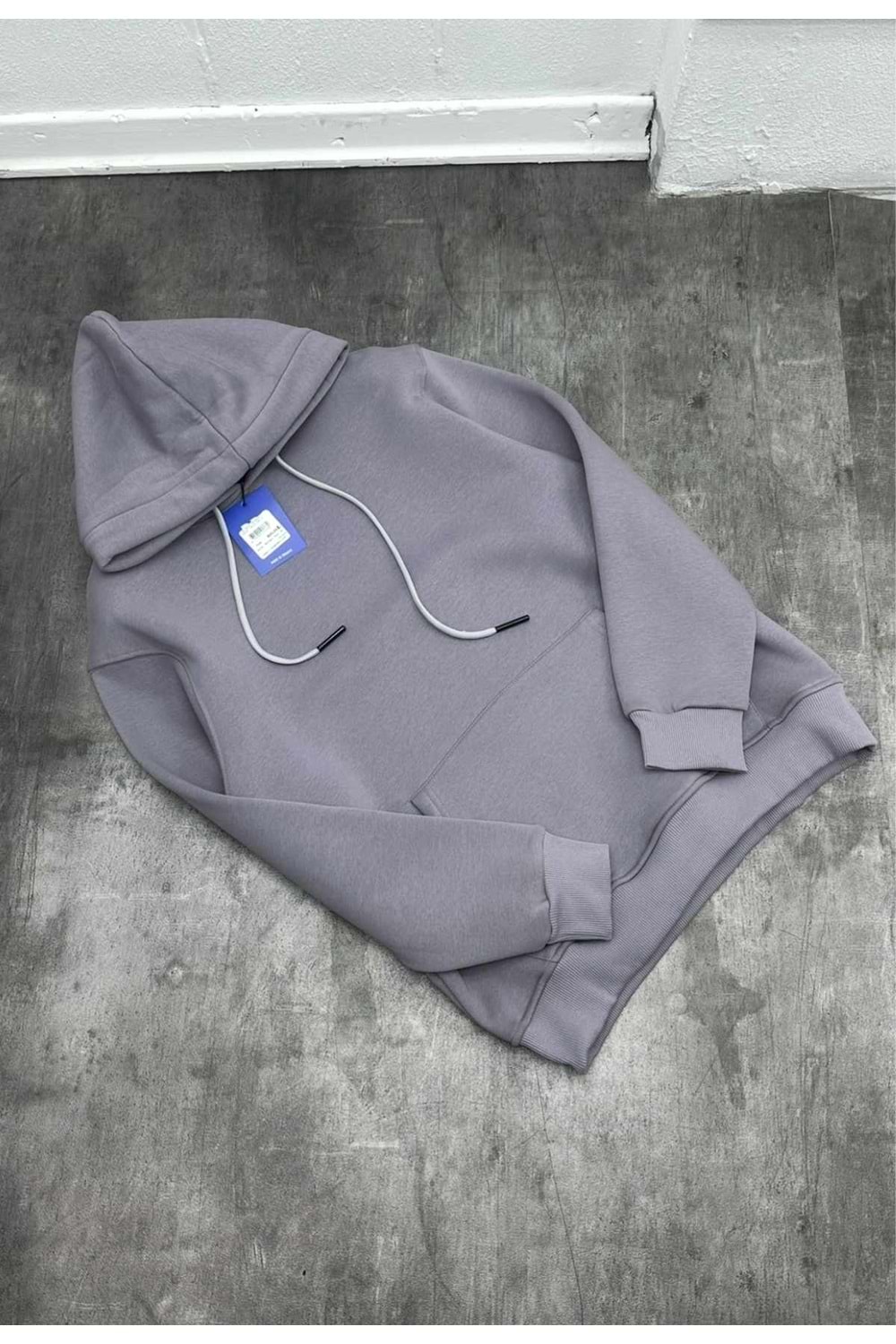 1007 BASIC KAPÜŞONLU SWEAT - BOYALI GRİ - M