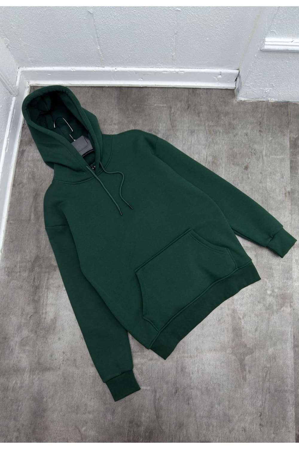 1007 BASIC KAPÜŞONLU SWEAT - KOYU YEŞİL - S