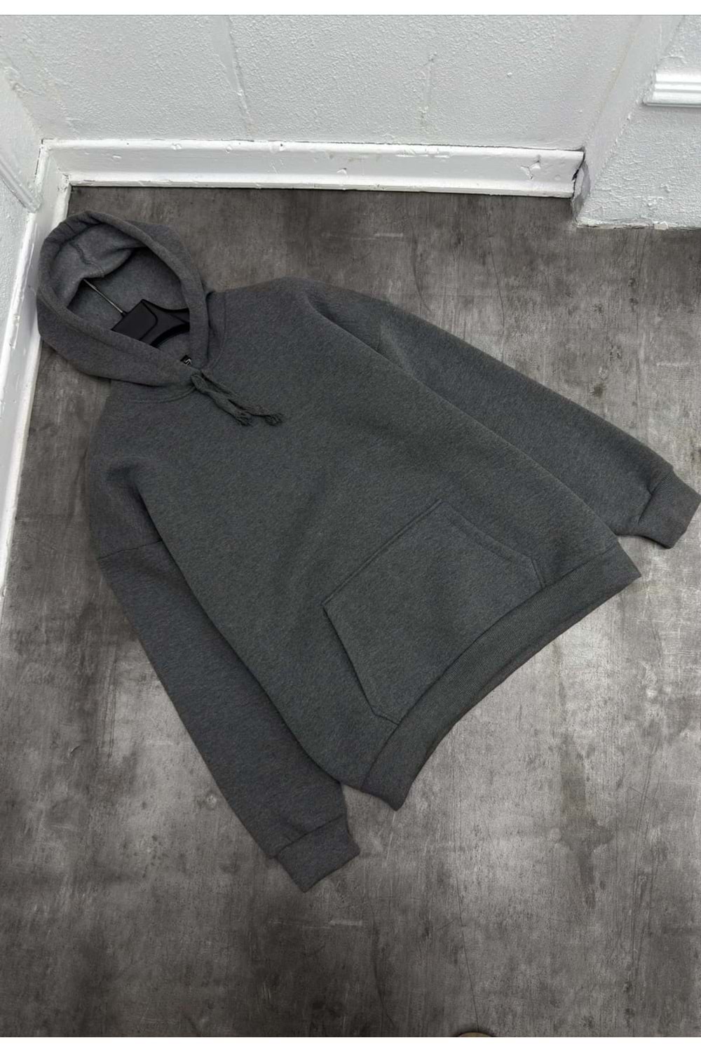 1007 BASIC KAPÜŞONLU SWEAT - KIRÇILLI ANTRASIT - L