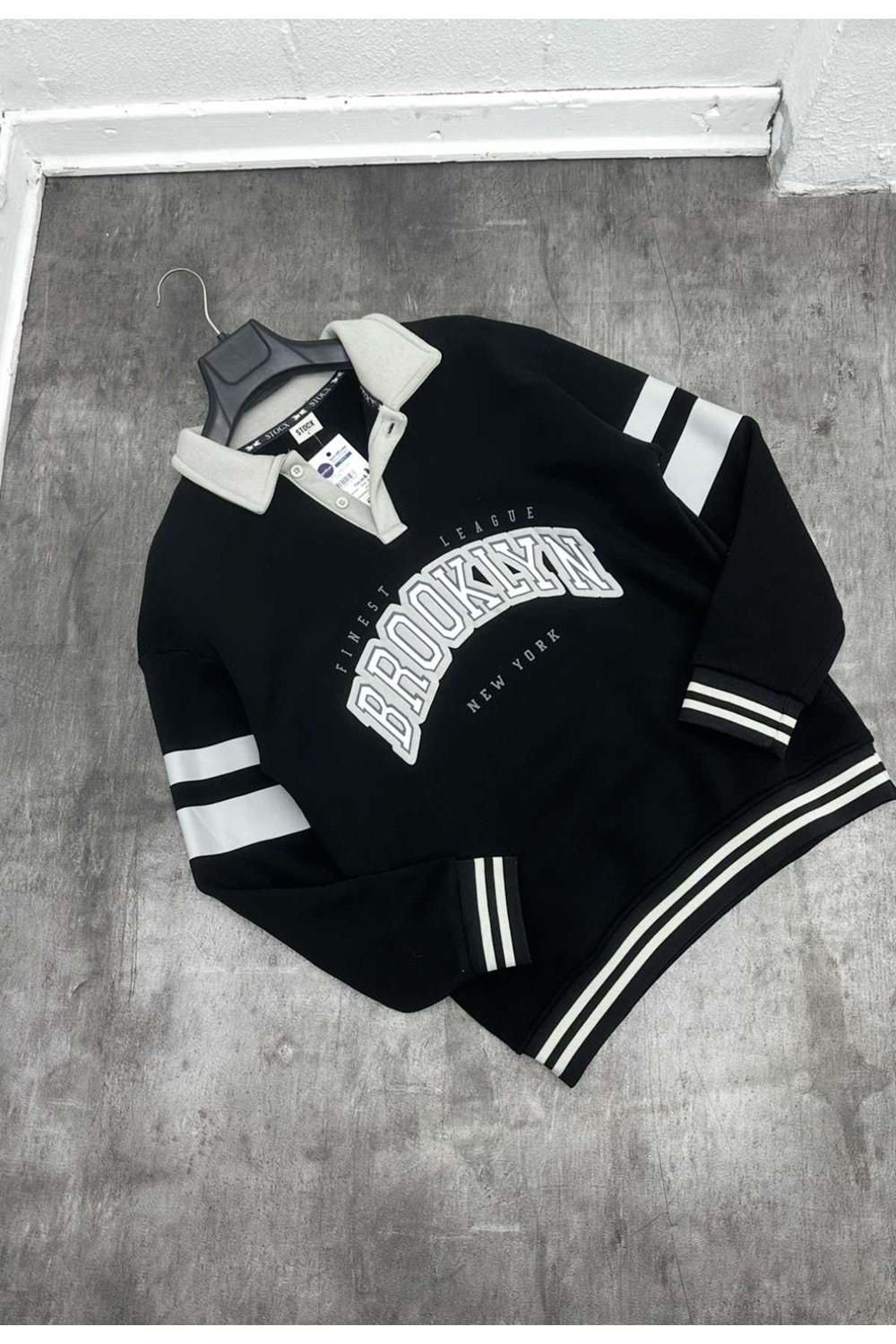 1001 BROKLYN POLO YAKA SWEAT - SİYAH - S