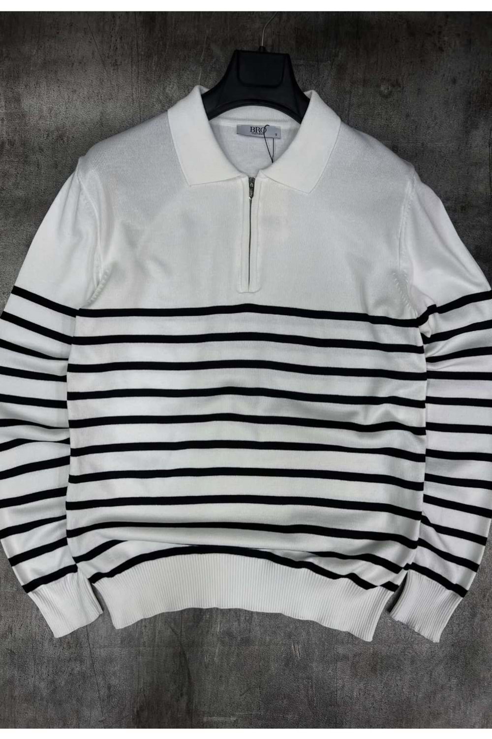 1003 BRO INCE TRIKO SWEAT - BEYAZ-SIYAH - L