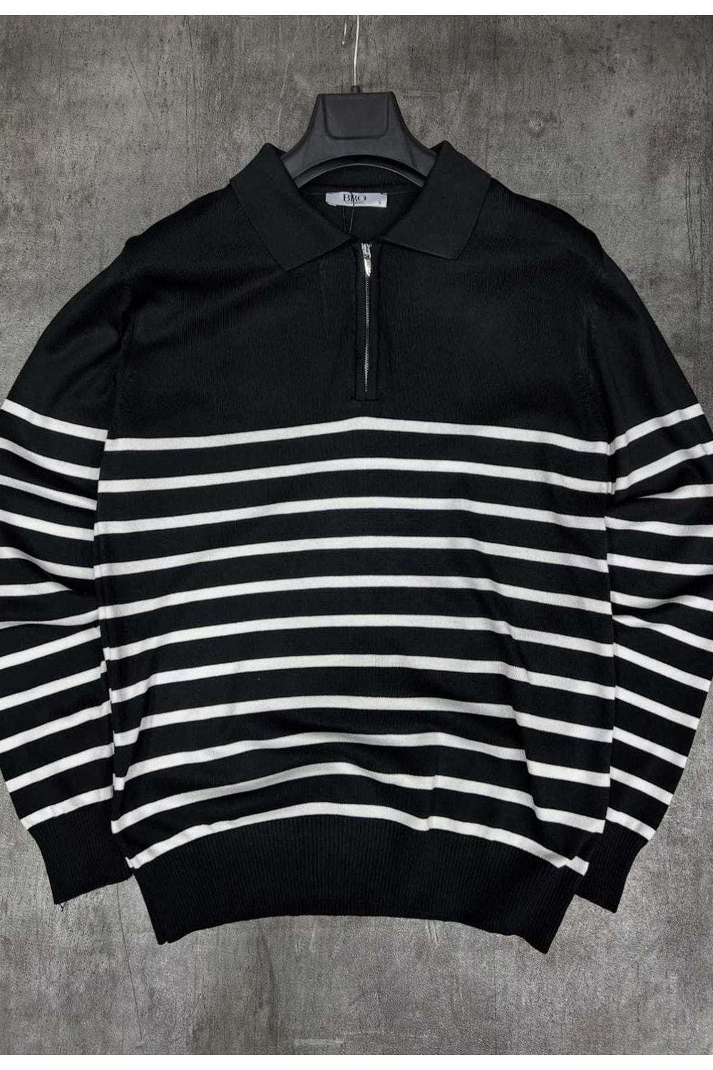 1003 BRO INCE TRIKO SWEAT - SİYAH-BEYAZ - XXL