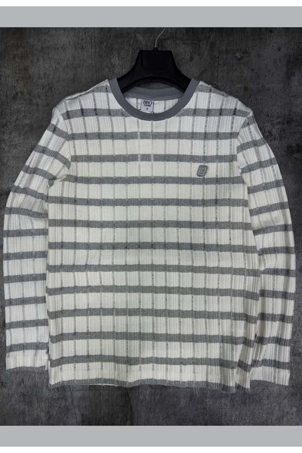 1006 BRO İNCE TRİKO - GRİ BEYAZ - S