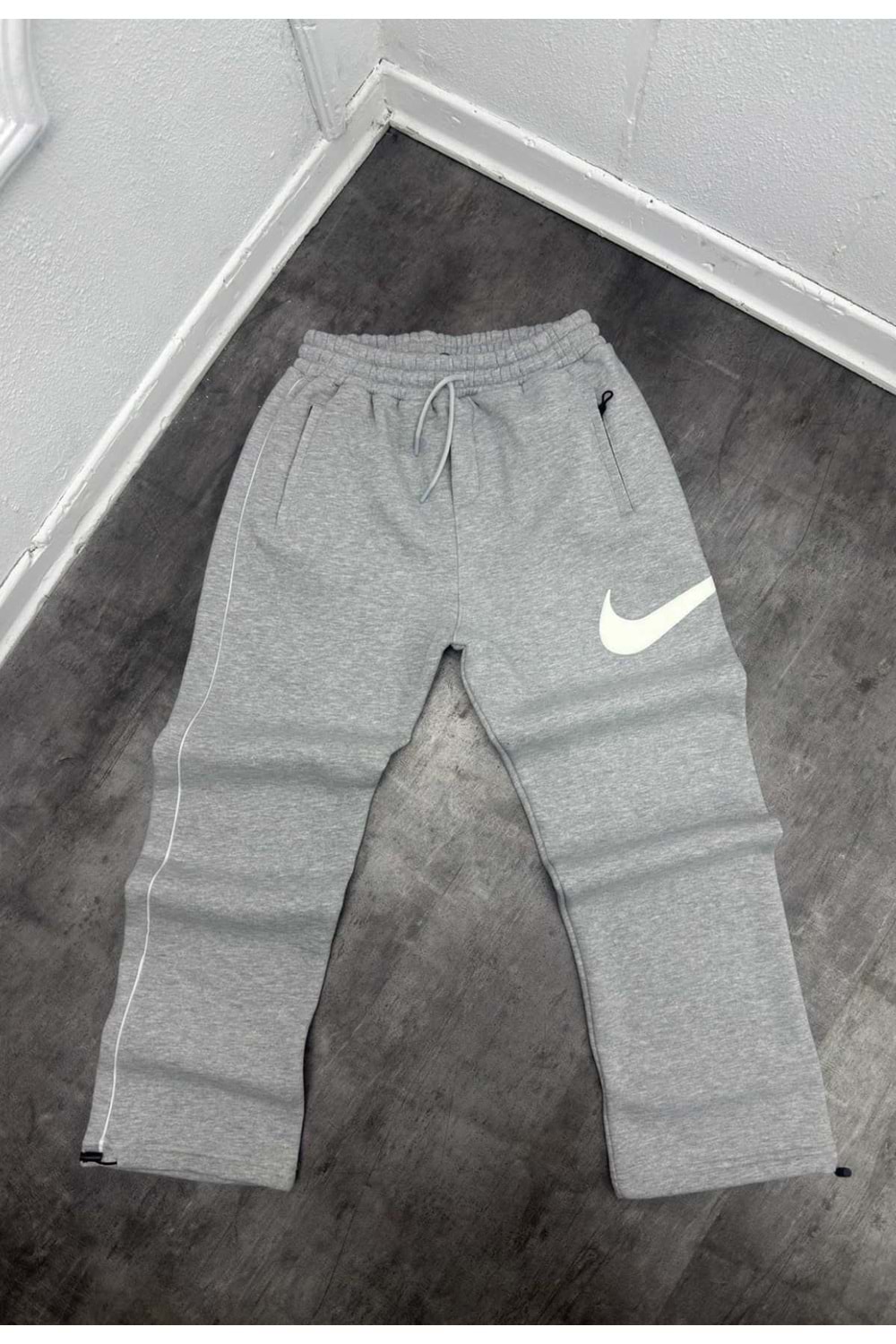 1044 NIKE KABARTMA LOGO BAGGY ESOFMAN - GRİ - L